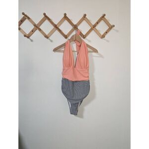 NWT Cupshe Women's Plunge Neck Halter One Piece Swimsuit - Size Large